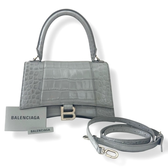Balenciaga HOURGLASS SMALL CROCODILE EMBOSSED Crossbody Top Handle Shoulder Bag - Picture 5 of 13